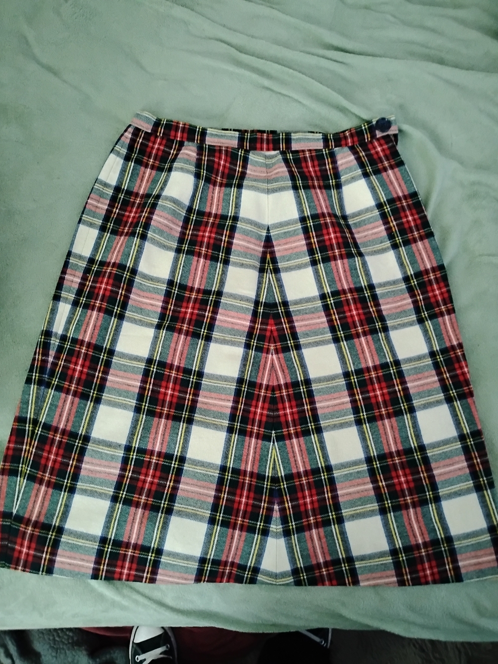 Vintage Plaid Pencil Skirt - Red, White, Black